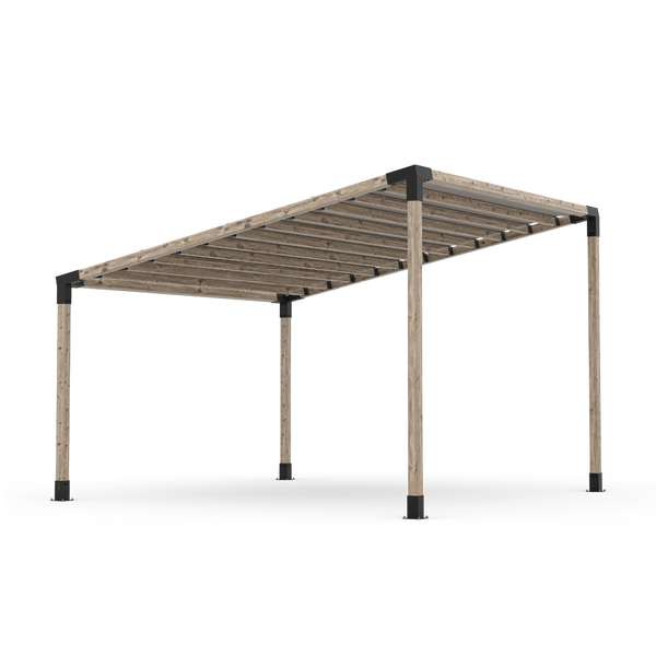 Single Sloped Top Pergola Kit with Waterproof Top for 4x4 Wood Posts _12x12_grey