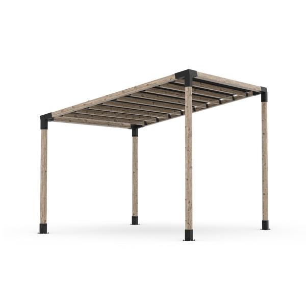 Single Sloped Top Pergola Kit with Waterproof Top for 4x4 Wood Posts _10x10_black