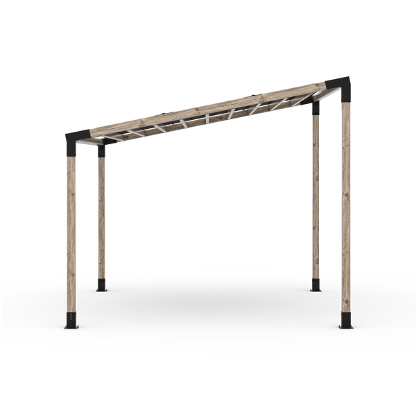 Single Sloped Top Pergola Kit with Waterproof Top for 4x4 Wood Posts _10x12_black