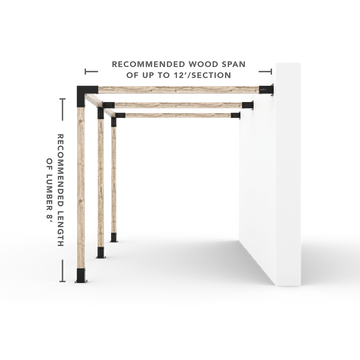 Any Size Double Wall Mount Pergola Kit for 4x4 Wood Posts